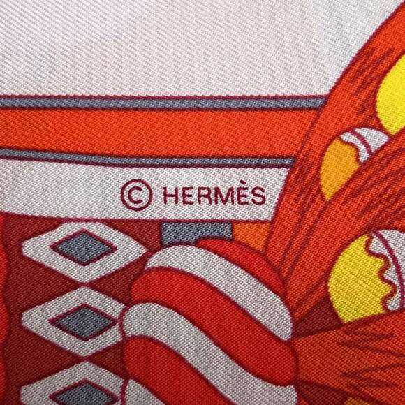 HERMES Orange Silk Scarf - Picture 5 of 7